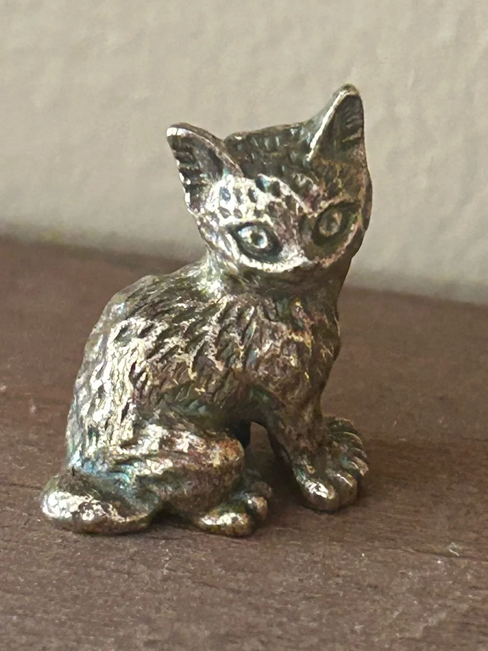 Vintage Miniature Solid Brass Cat Figurines